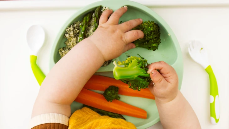 Bebê fazendo a introdução alimentar